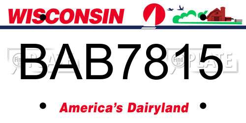 BAB7815 Wisconsin License Plate