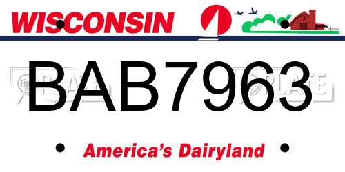 BAB7963 Wisconsin License Plate