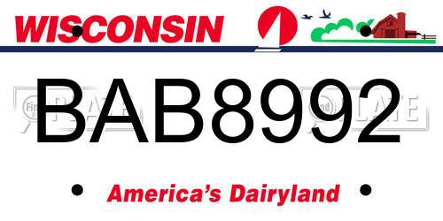 BAB8992 Wisconsin License Plate