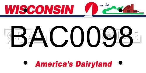 BAC0098 Wisconsin License Plate