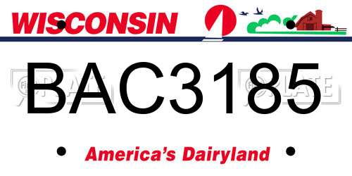 BAC3185 Wisconsin License Plate