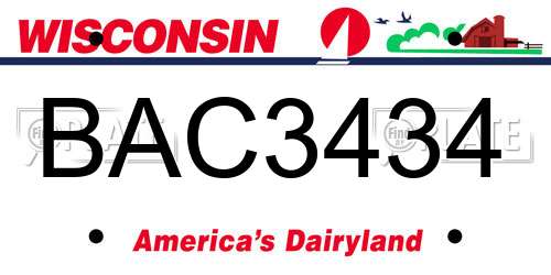 BAC3434 Wisconsin License Plate