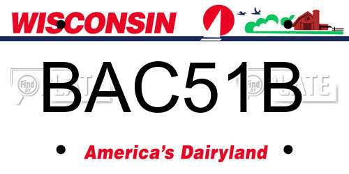 BAC51B Wisconsin License Plate