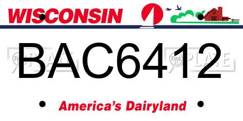 BAC6412 Wisconsin License Plate