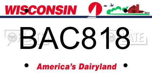 BAC818 Wisconsin License Plate