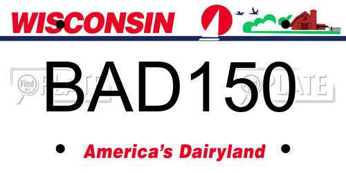 BAD150 Wisconsin License Plate
