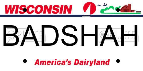 BADSHAH Wisconsin License Plate