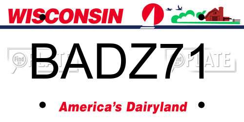 BADZ71 Wisconsin License Plate