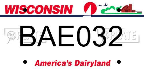 BAE032 Wisconsin License Plate