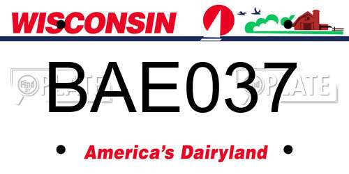 BAE037 Wisconsin License Plate