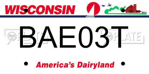 BAE03T Wisconsin License Plate