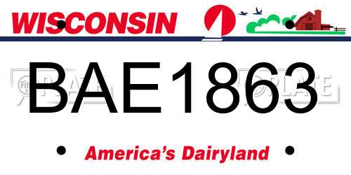 BAE1863 Wisconsin License Plate
