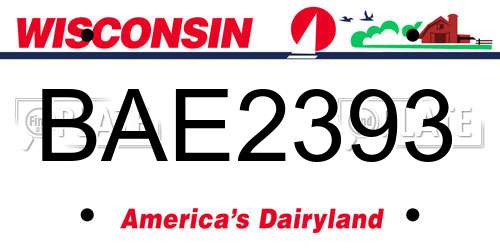 BAE2393 Wisconsin License Plate