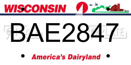 BAE2847 Wisconsin License Plate