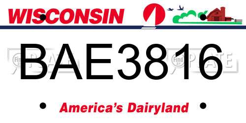 BAE3816 Wisconsin License Plate