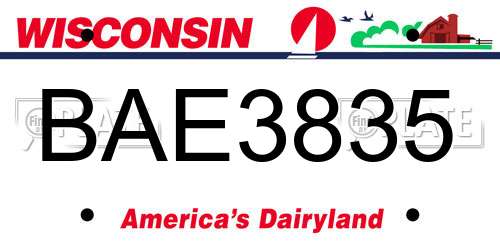 BAE3835 Wisconsin License Plate