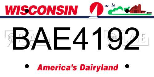 BAE4192 Wisconsin License Plate