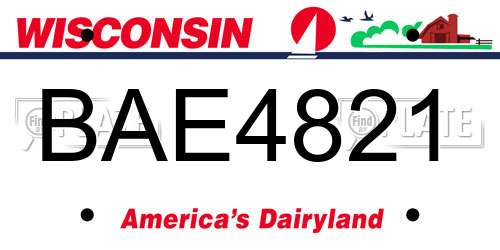 BAE4821 Wisconsin License Plate