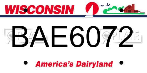 BAE6072 Wisconsin License Plate