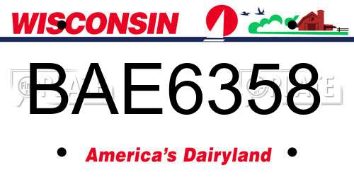 BAE6358 Wisconsin License Plate