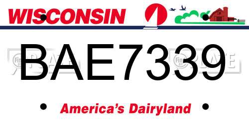 BAE7339 Wisconsin License Plate