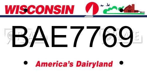 BAE7769 Wisconsin License Plate