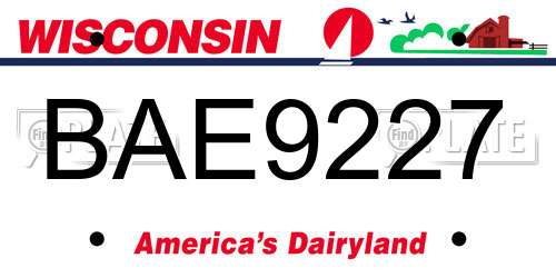 BAE9227 Wisconsin License Plate