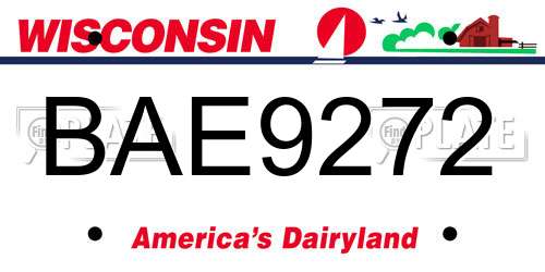 BAE9272 Wisconsin License Plate