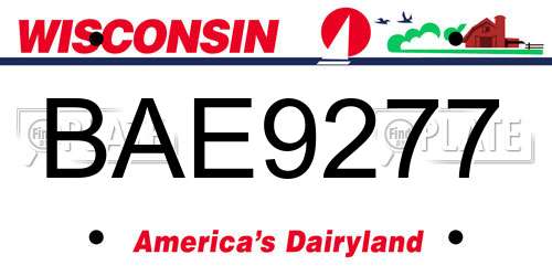 BAE9277 Wisconsin License Plate