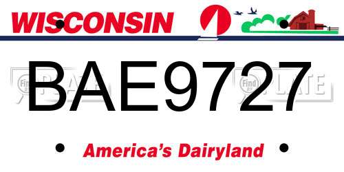 BAE9727 Wisconsin License Plate