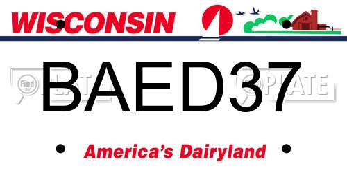 BAED37 Wisconsin License Plate