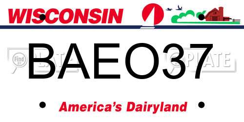 BAEO37 Wisconsin License Plate