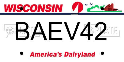 BAEV42 Wisconsin License Plate