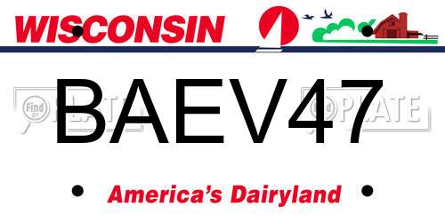 BAEV47 Wisconsin License Plate