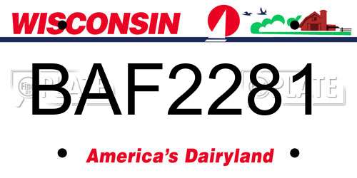 BAF2281 Wisconsin License Plate