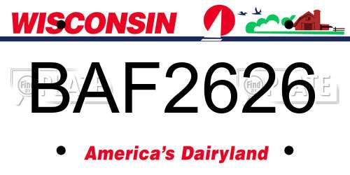 BAF2626 Wisconsin License Plate