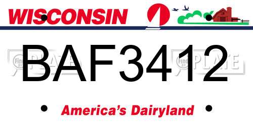 BAF3412 Wisconsin License Plate