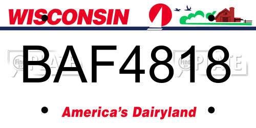 BAF4818 Wisconsin License Plate