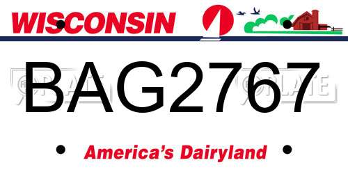 BAG2767 Wisconsin License Plate