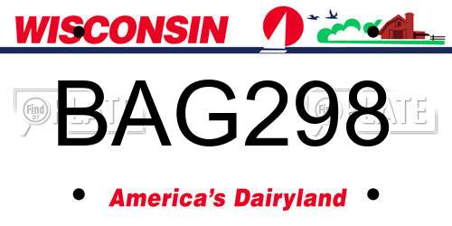 BAG298 Wisconsin License Plate