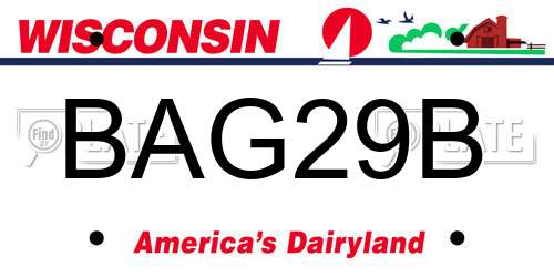 BAG29B Wisconsin License Plate