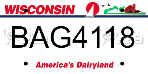 BAG4118 Wisconsin License Plate