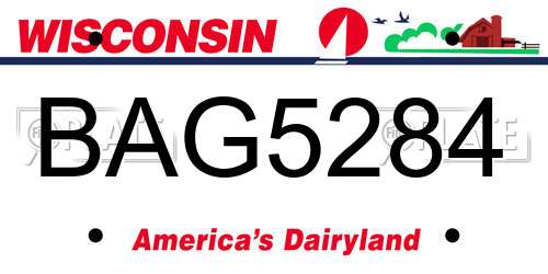 BAG5284 Wisconsin License Plate
