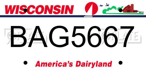 BAG5667 Wisconsin License Plate