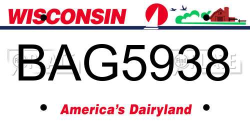 BAG5938 Wisconsin License Plate