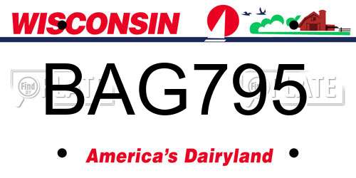 BAG795 Wisconsin License Plate