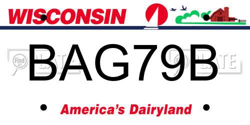 BAG79B Wisconsin License Plate