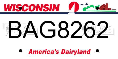 BAG8262 Wisconsin License Plate