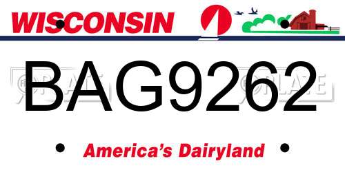 BAG9262 Wisconsin License Plate