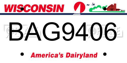 BAG9406 Wisconsin License Plate